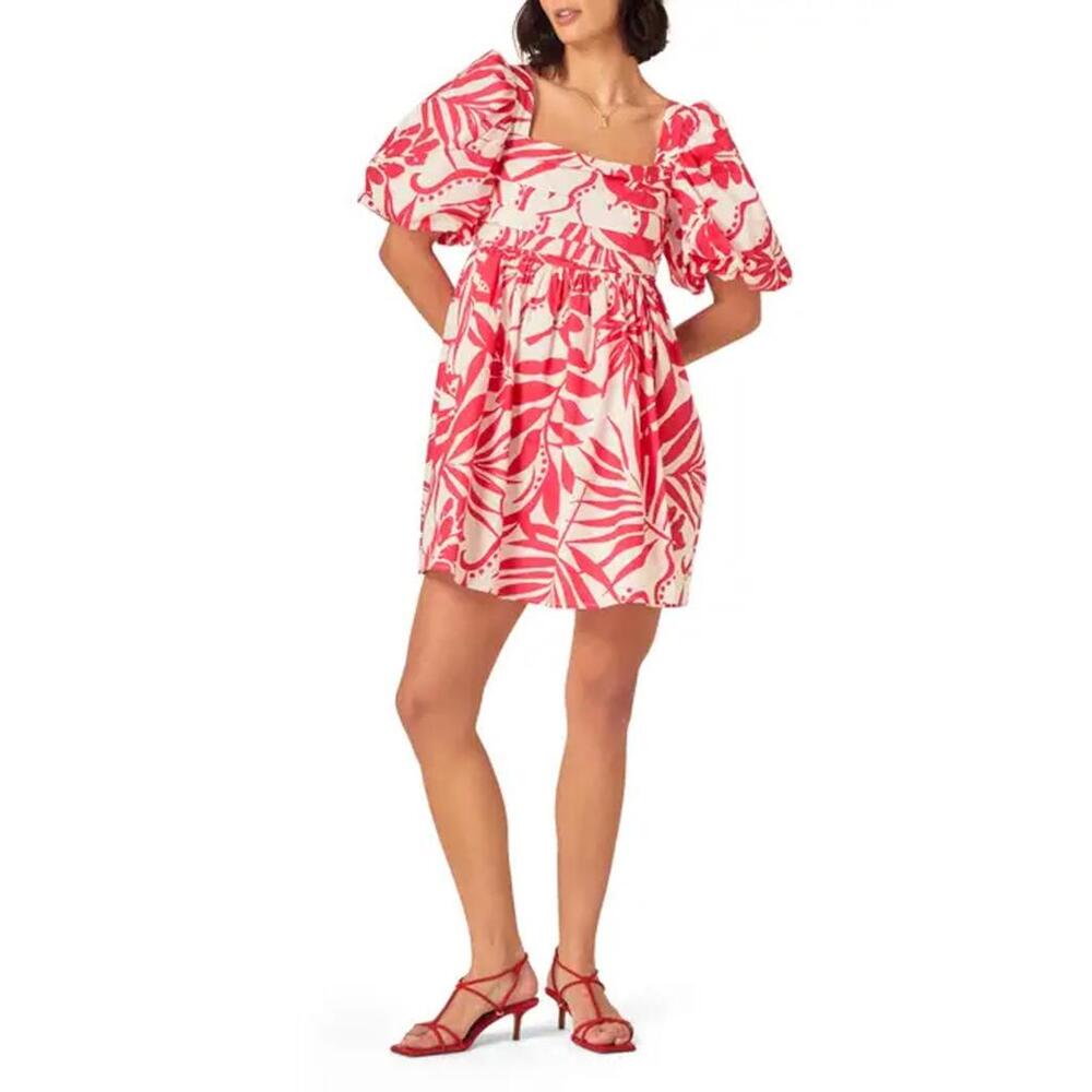 NWT! Nobody's Child Nova Print Organic Cotton Puff Sleeve Minidress Size 8